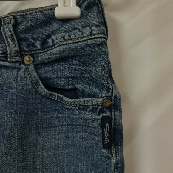 Silver Jeans Stretch DV8 Womens 27/32 Mid Rise Boot Cut Light Wash Denim Jeans - Picture 4 of 12